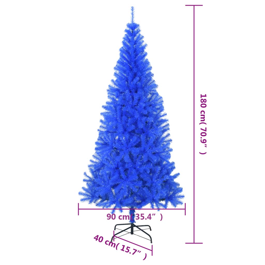 vidaXL kék PVC műkarácsonyfa állvánnyal 180 cm