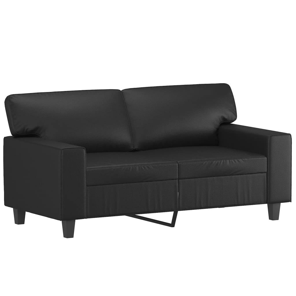 vidaXL 2 személyes fekete műbőr kanapé díszpárnákkal 120 cm