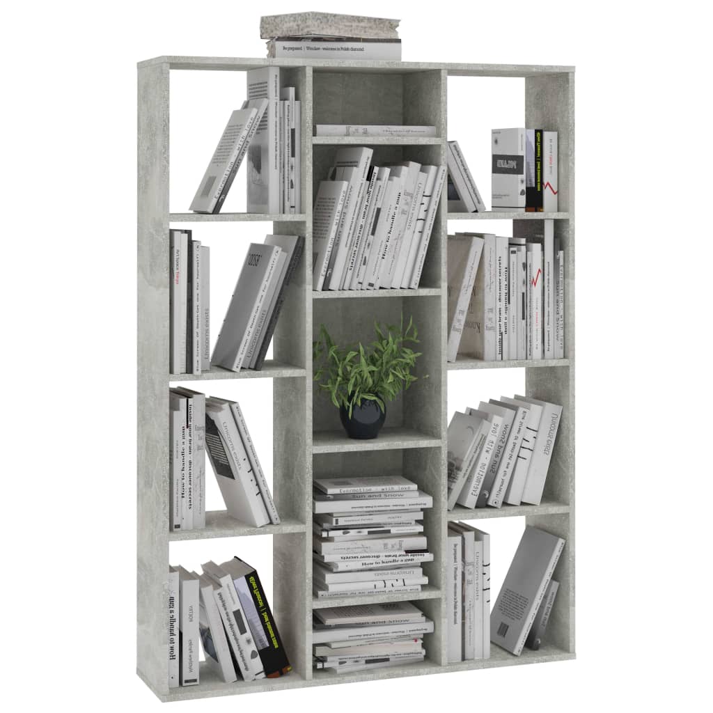 vidaXL betonszürke térelválasztó/könyvszekrény 100 x 24 x 140 cm