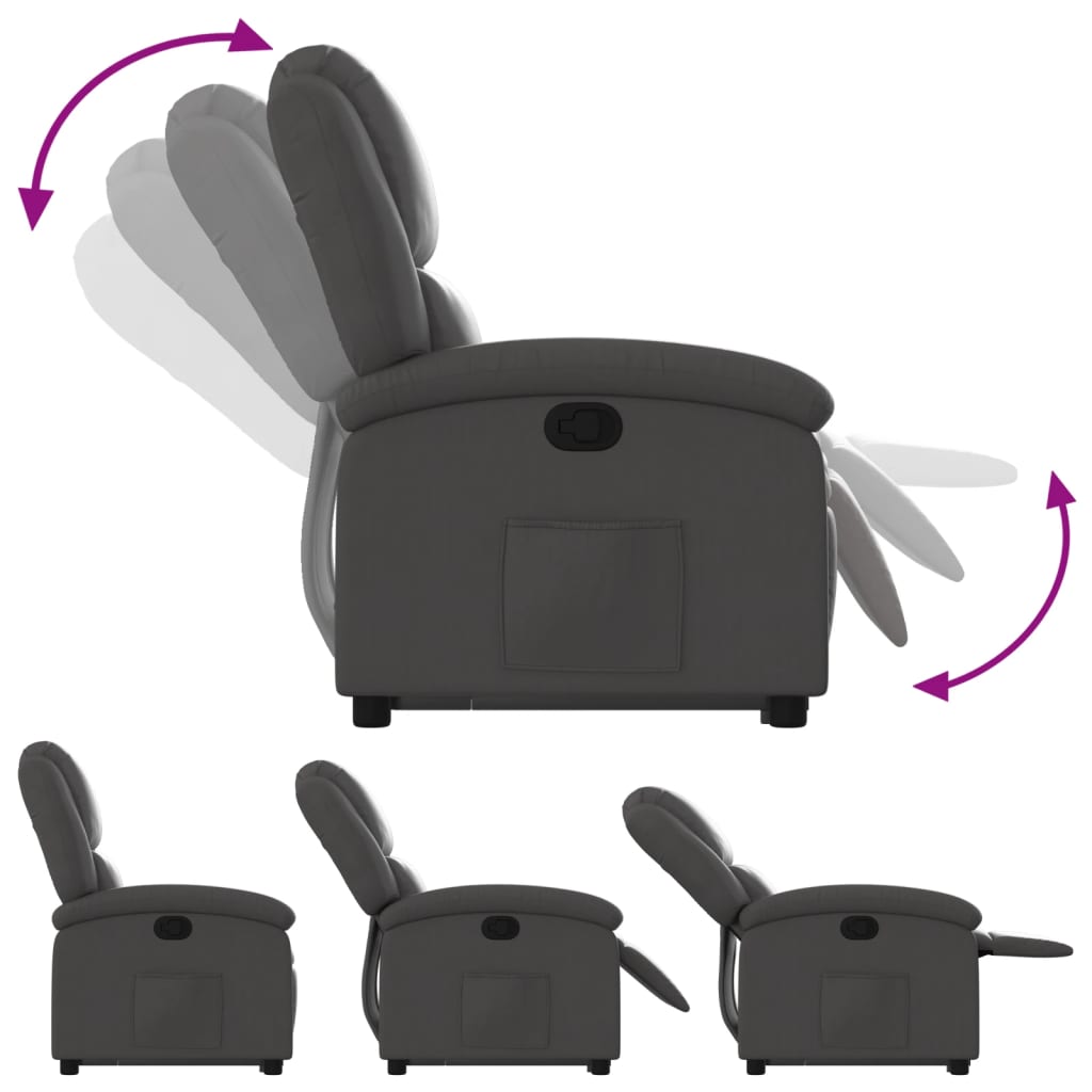 vidaXL szürke valódi bőr felállást segítő dönthető fotel