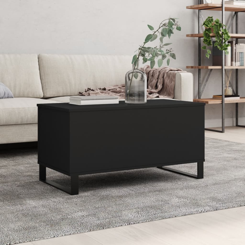 vidaXL fekete szerelt fa dohányzóasztal 90x44,5x45 cm