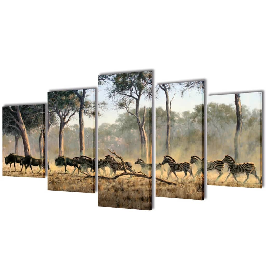 Nyomtatott vászon falikép szett zebrák 100 x 50 cm