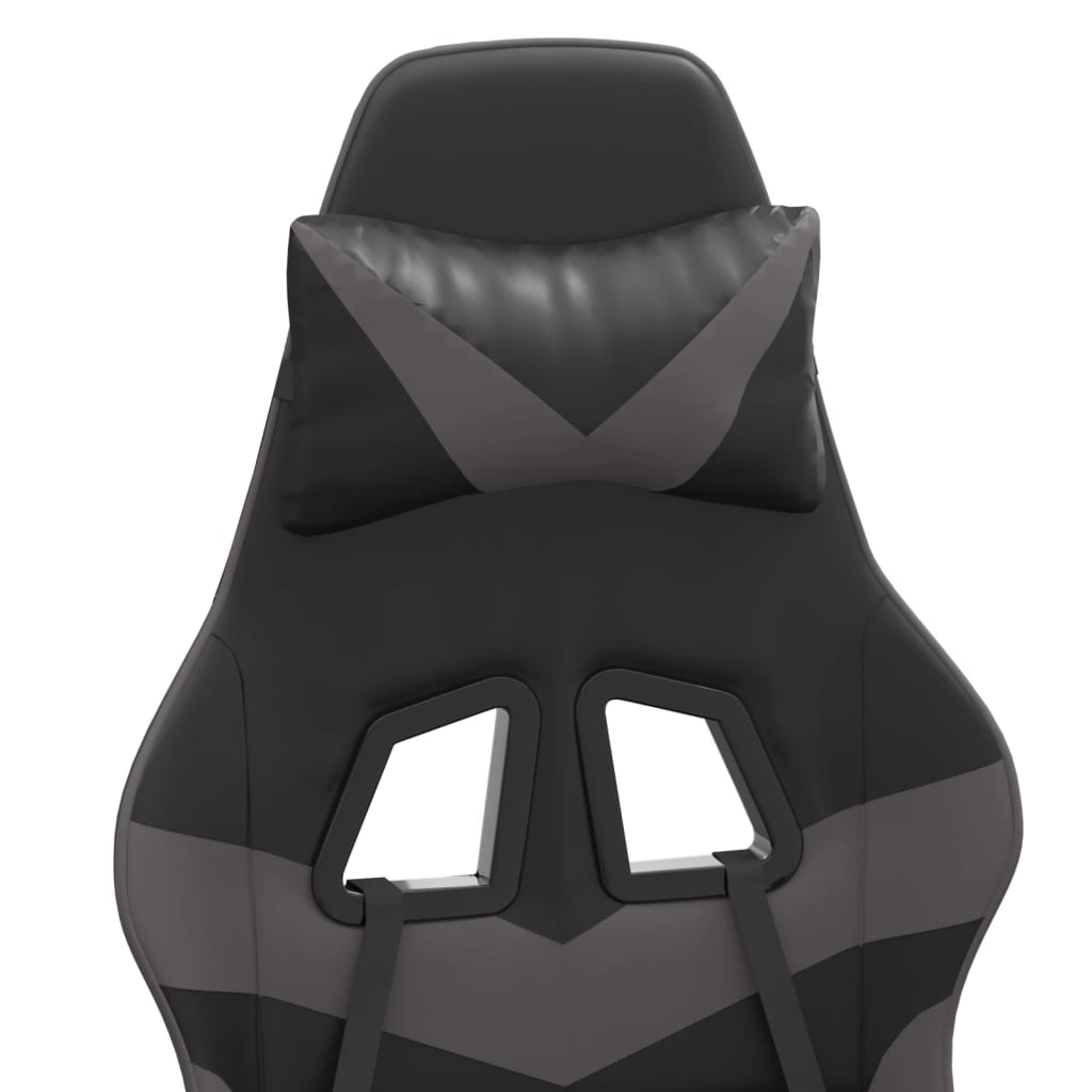 vidaXL fekete és szürke műbőr játékszék lábtartóval