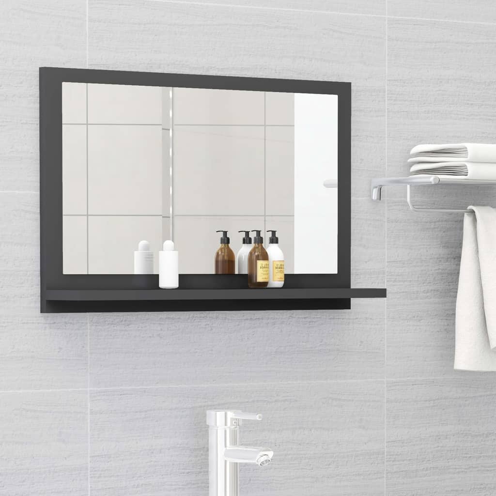 vidaXL szürke forgácslap fürdőszobai tükör 60 x 10,5 x 37 cm
