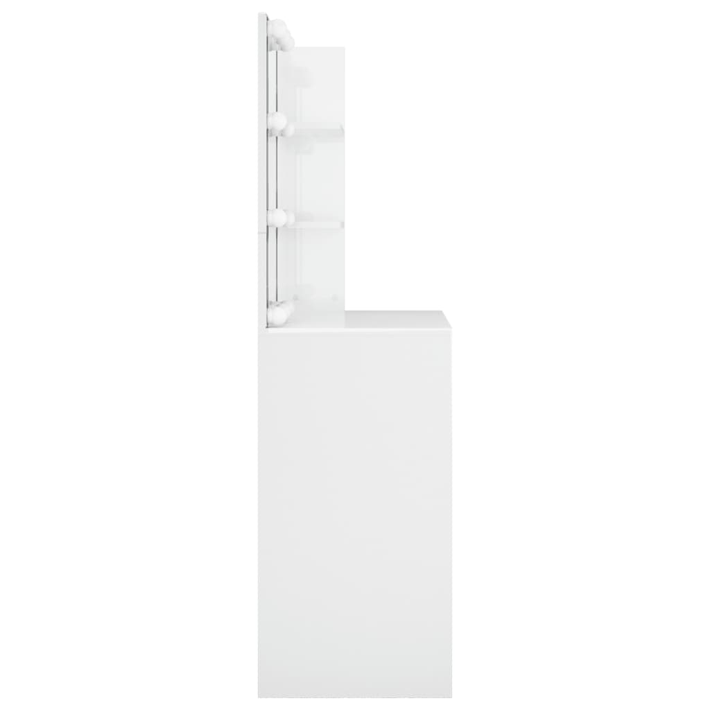 vidaXL magasfényű fehér fésülködőasztal LED-del 74,5x40x141 cm