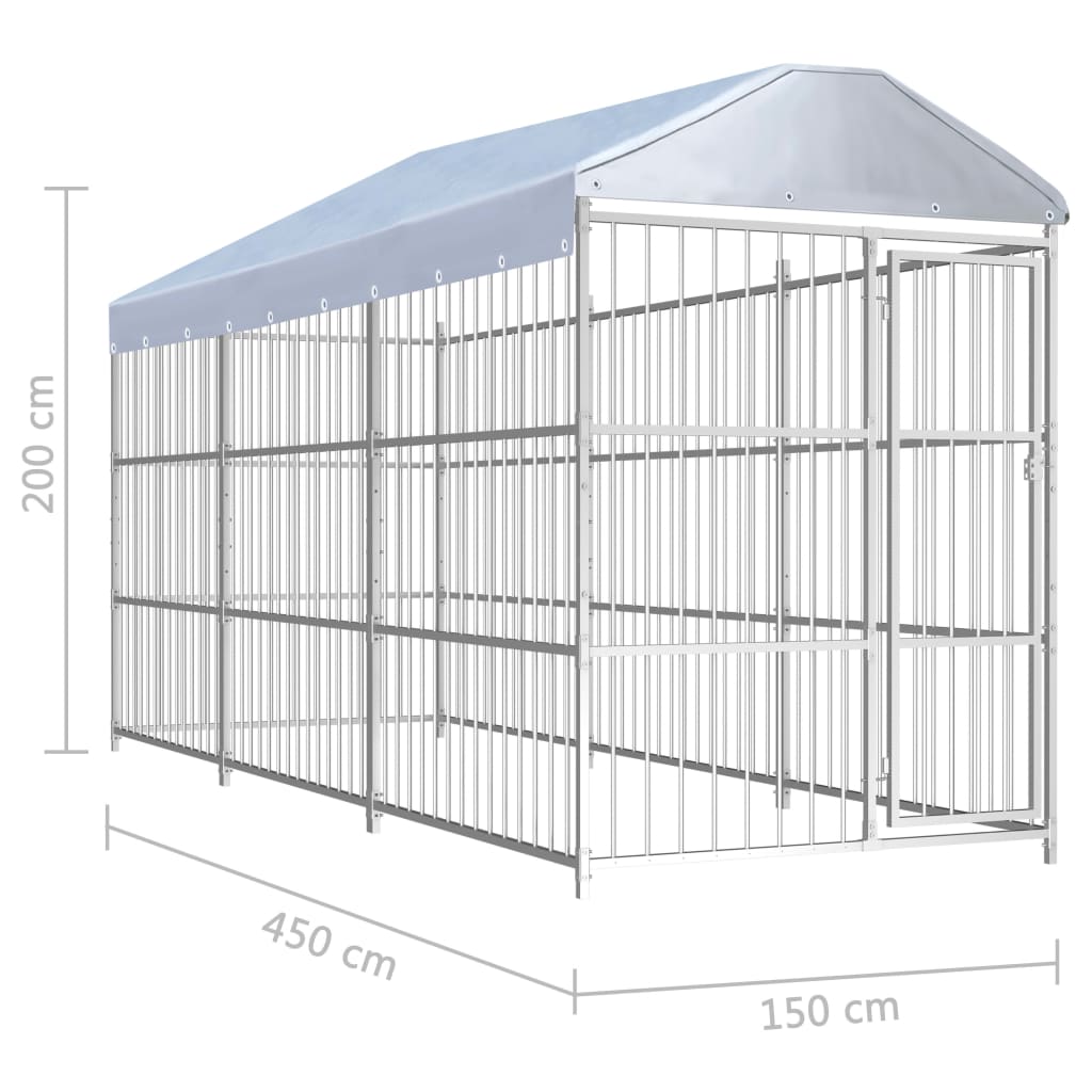 vidaXL kültéri kutyakennel tetővel 450 x 150 x 200 cm