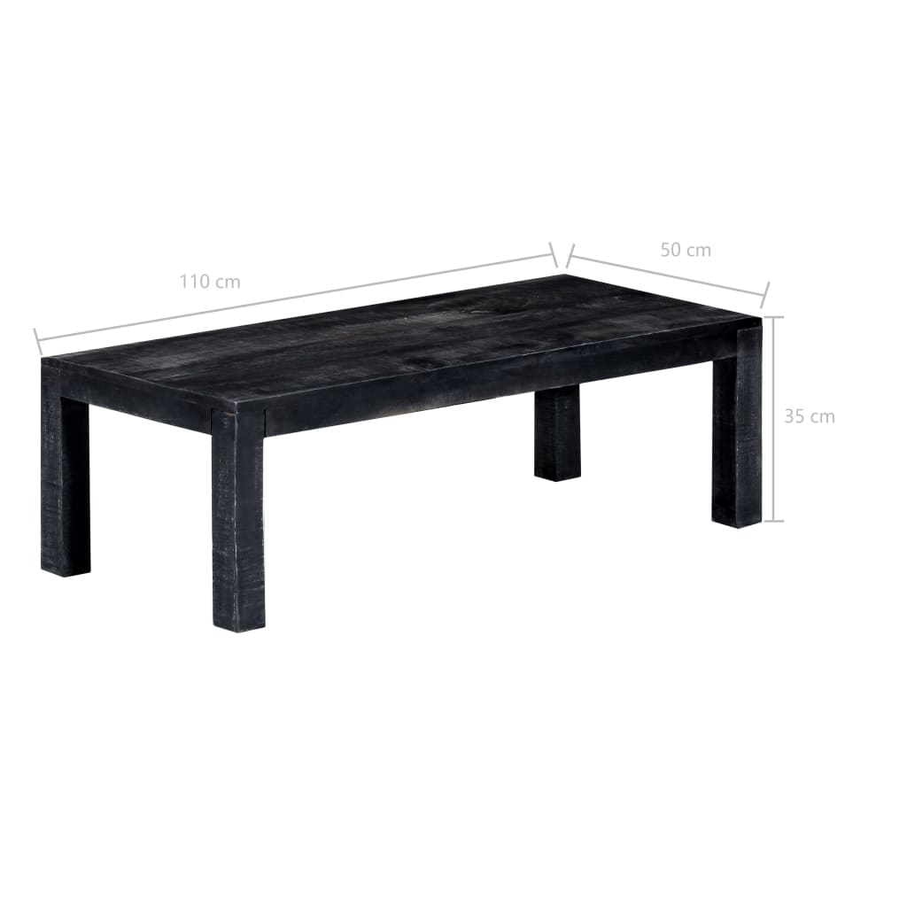 vidaXL fekete tömör mangófa dohányzóasztal 110 x 50 x 35 cm