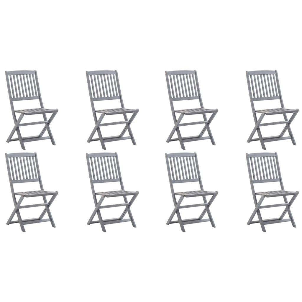 vidaXL 8 db tömör akácfa összecsukható kültéri szék