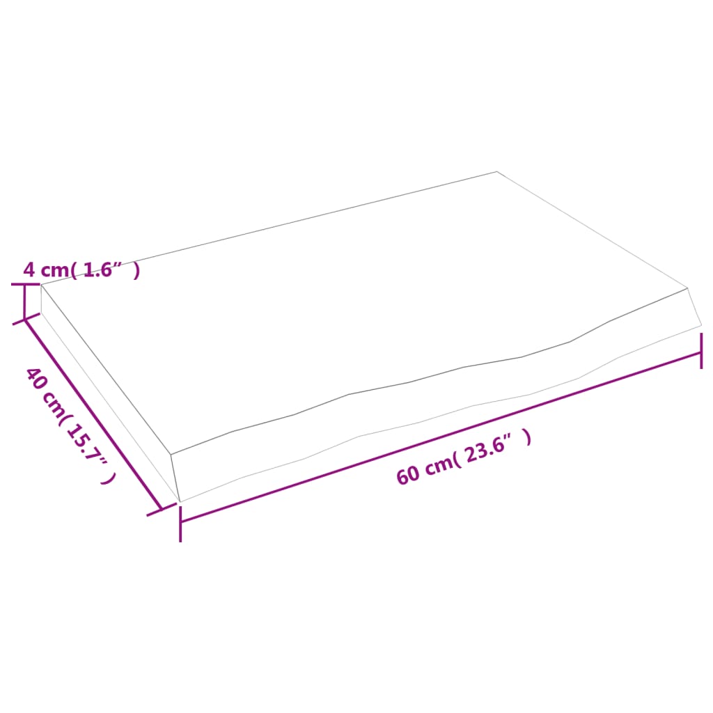 vidaXL világosbarna kezelt tömör tölgyfa asztallap 60x40x(2-4) cm