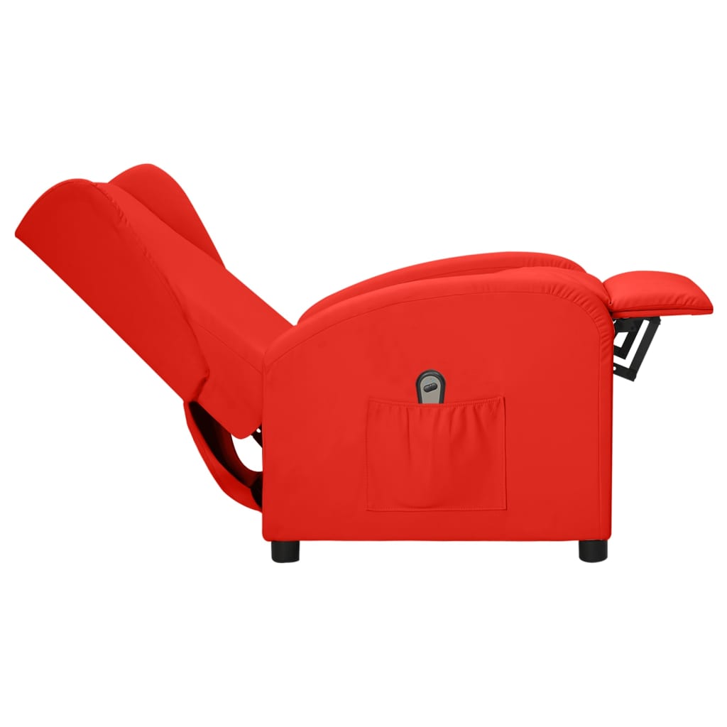 vidaXL piros műbőr magas háttámlájú elektromos dönthető fotel