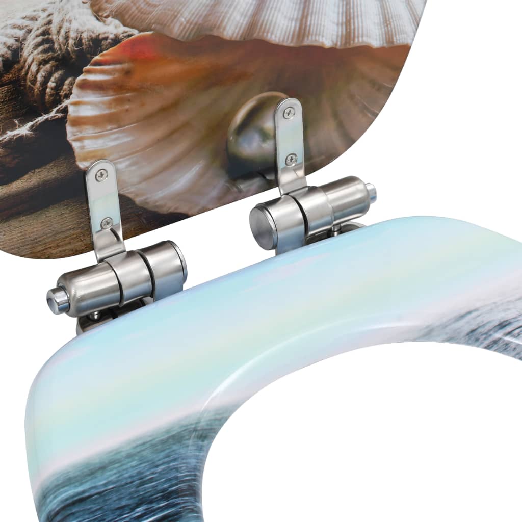 vidaXL lassan csukódó kagylómintás MDF WC-ülőke
