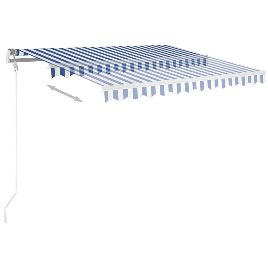 vidaXL kék és fehér kézzel kihúzható napellenző póznákkal 3,5 x 2,5 m