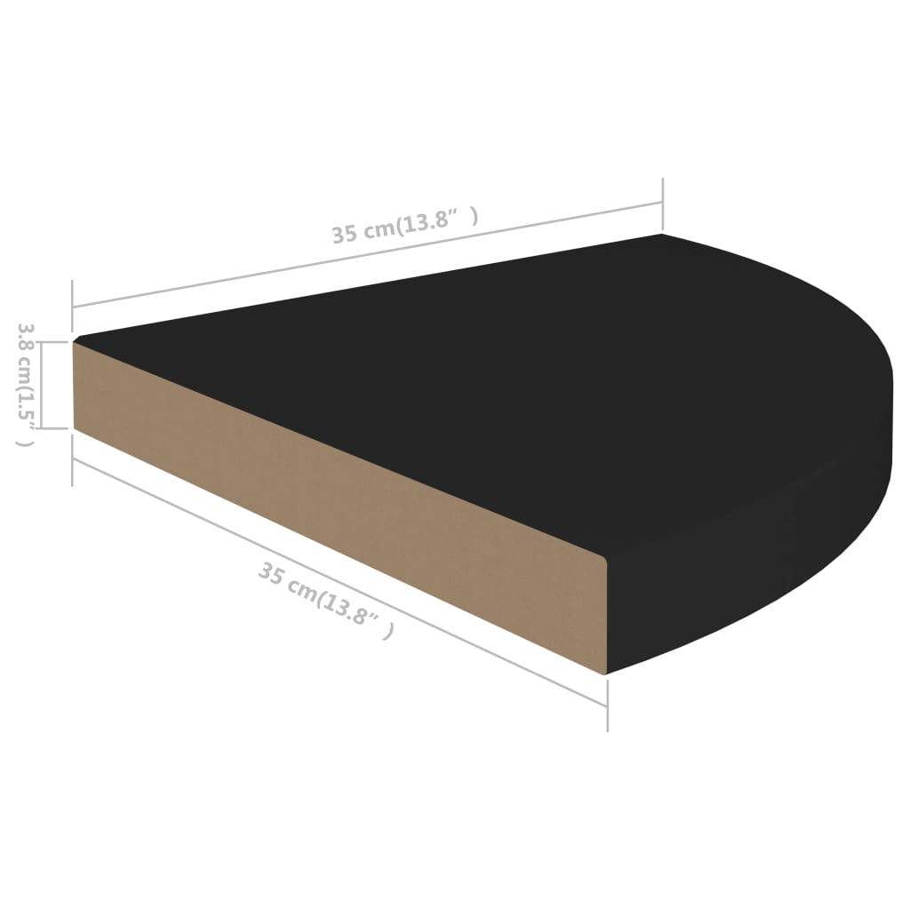 vidaXL fekete MDF lebegő sarokpolc 35 x 35 x 3,8 cm