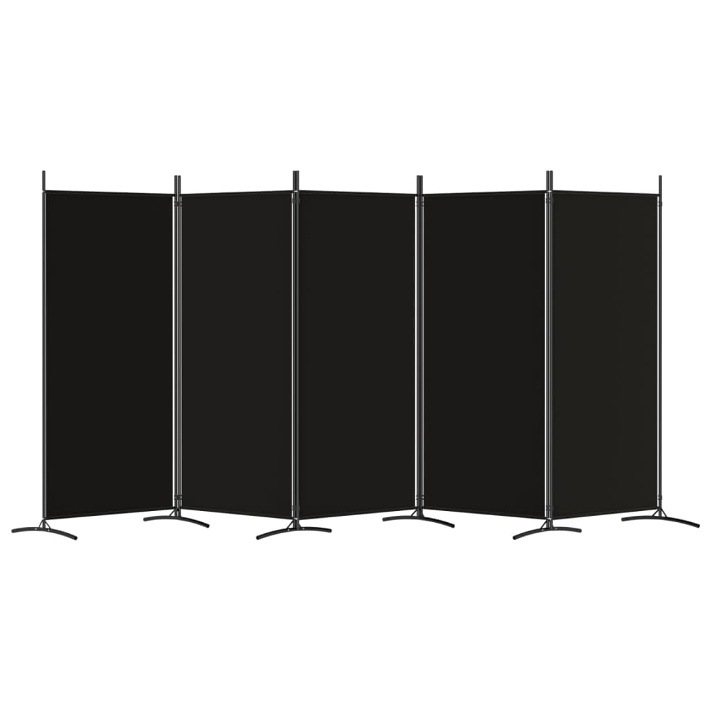vidaXL 5 paneles fekete szövet térelválasztó 433x180 cm