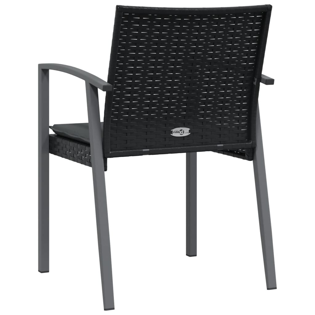 vidaXL 6 db fekete polyrattan kerti szék párnával 56,5x57x83 cm
