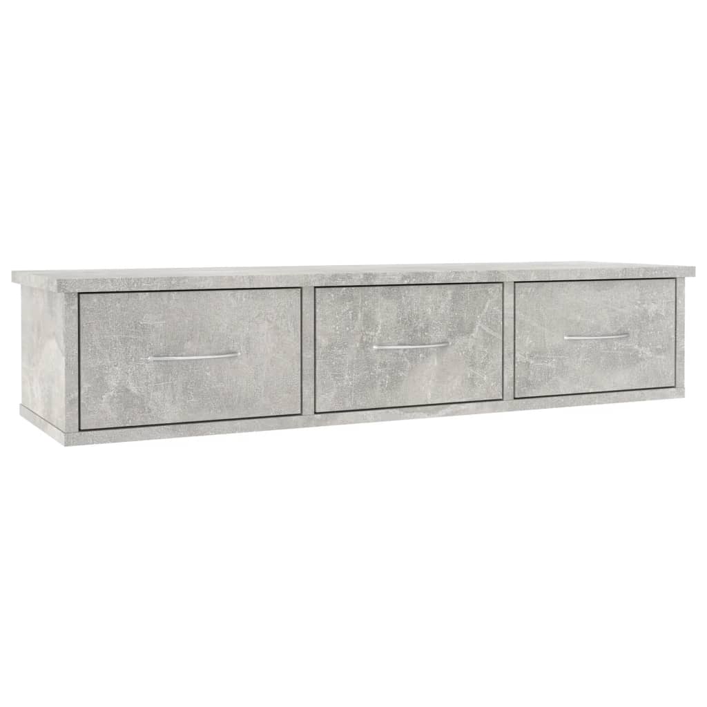 vidaXL betonszürke falra szerelhető fiókos polc 88 x 26 x 18,5 cm