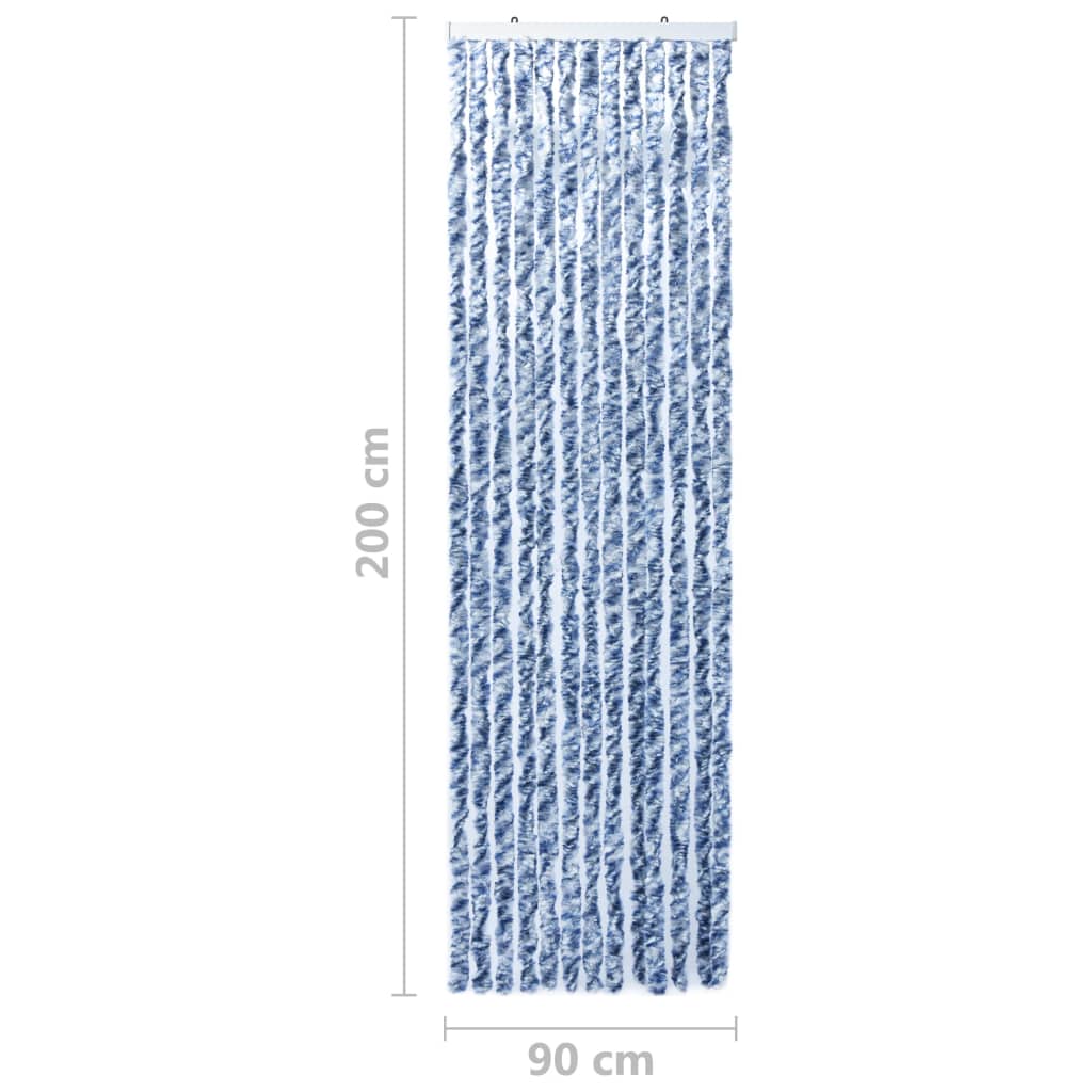 vidaXL kék és fehér zsenília rovarfüggöny 90 x 200 cm