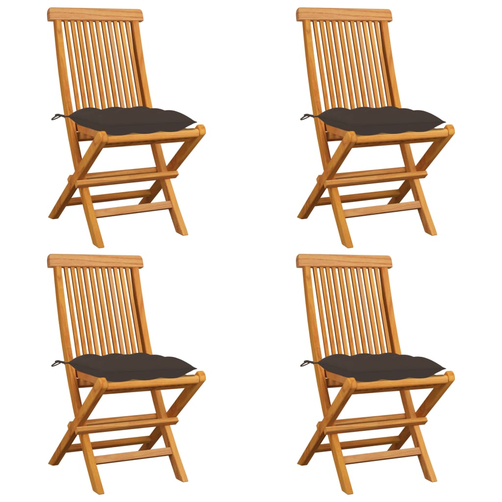 vidaXL 4 db tömör tíkfa kerti szék tópszínű párnákkal
