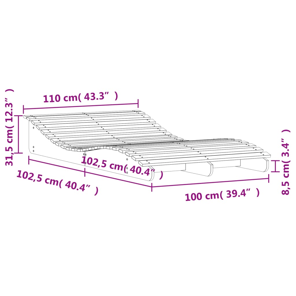 vidaXL tömör duglászfa napozóágy 205 x 110 x 31,5 cm