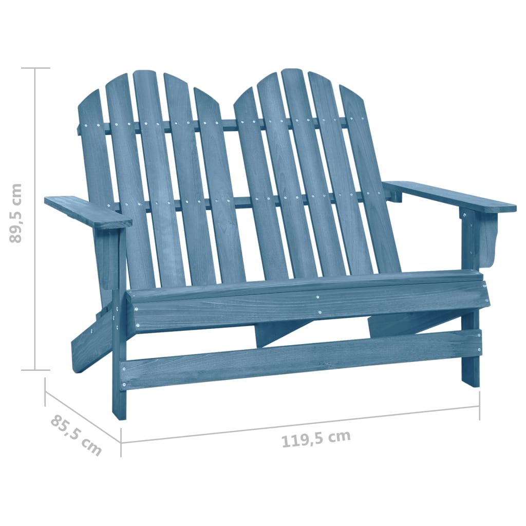 vidaXL kétszemélyes kék tömör fenyőfa kerti adirondack szék