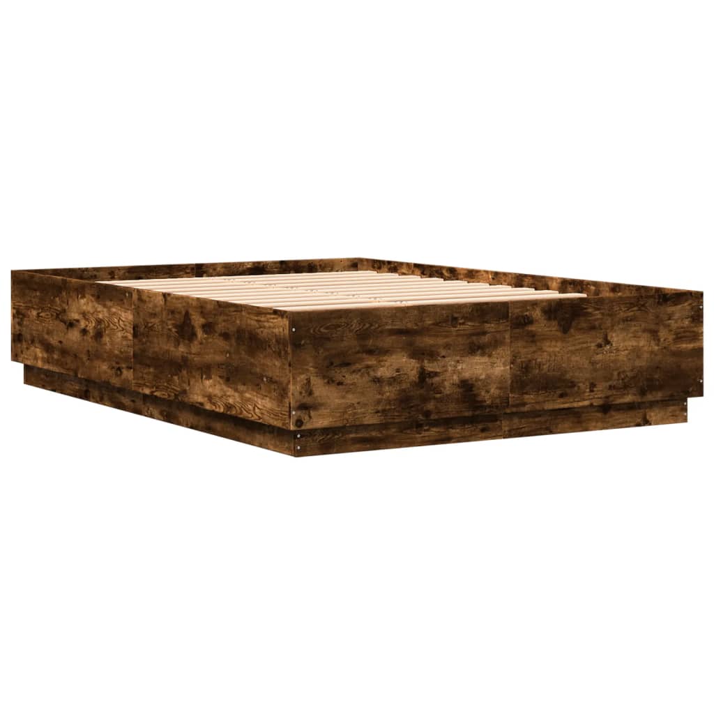vidaXL füstös tölgyszínű szerelt fa ágykeret 150 x 200 cm