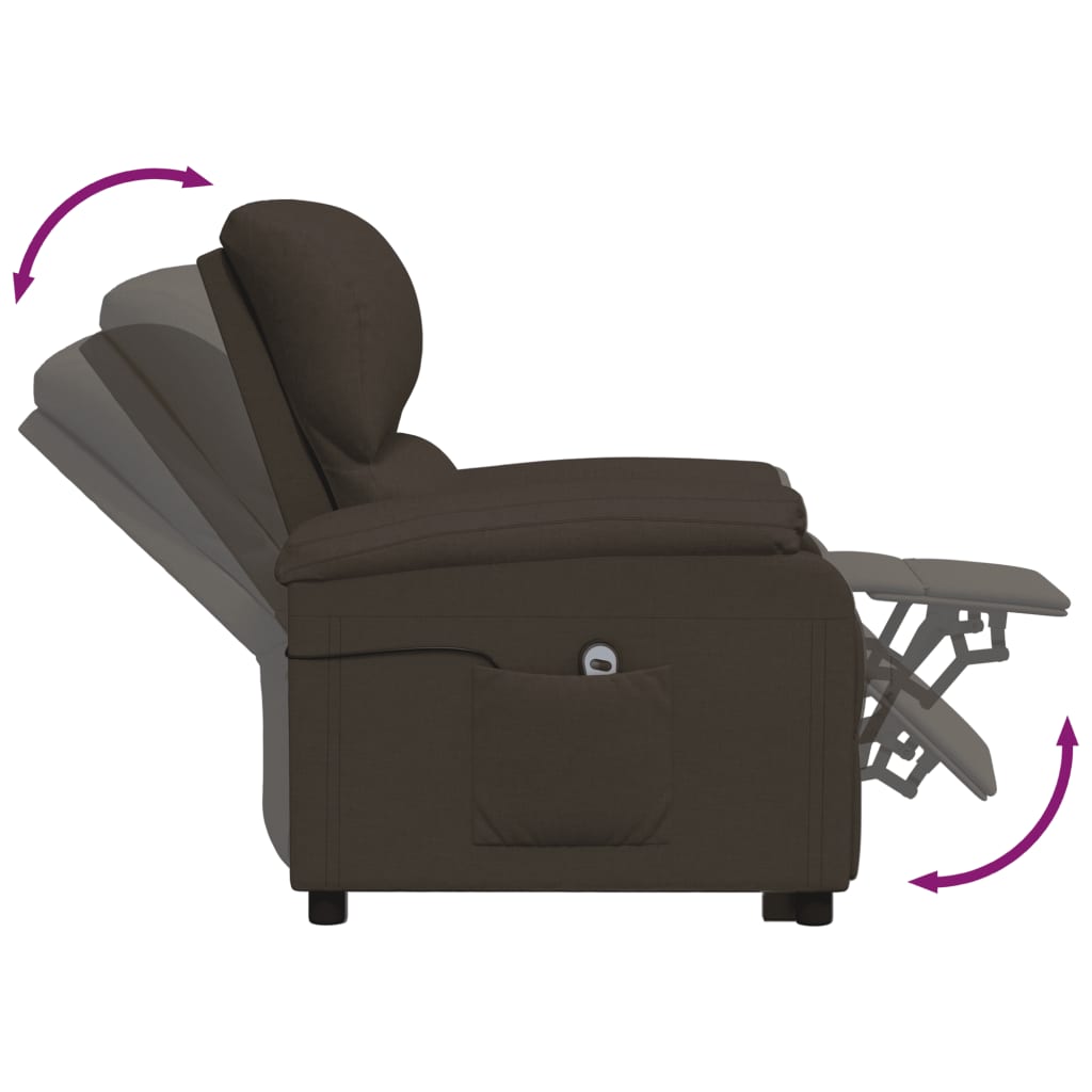 vidaXL sötétbarna szövet felállást segítő dönthető fotel
