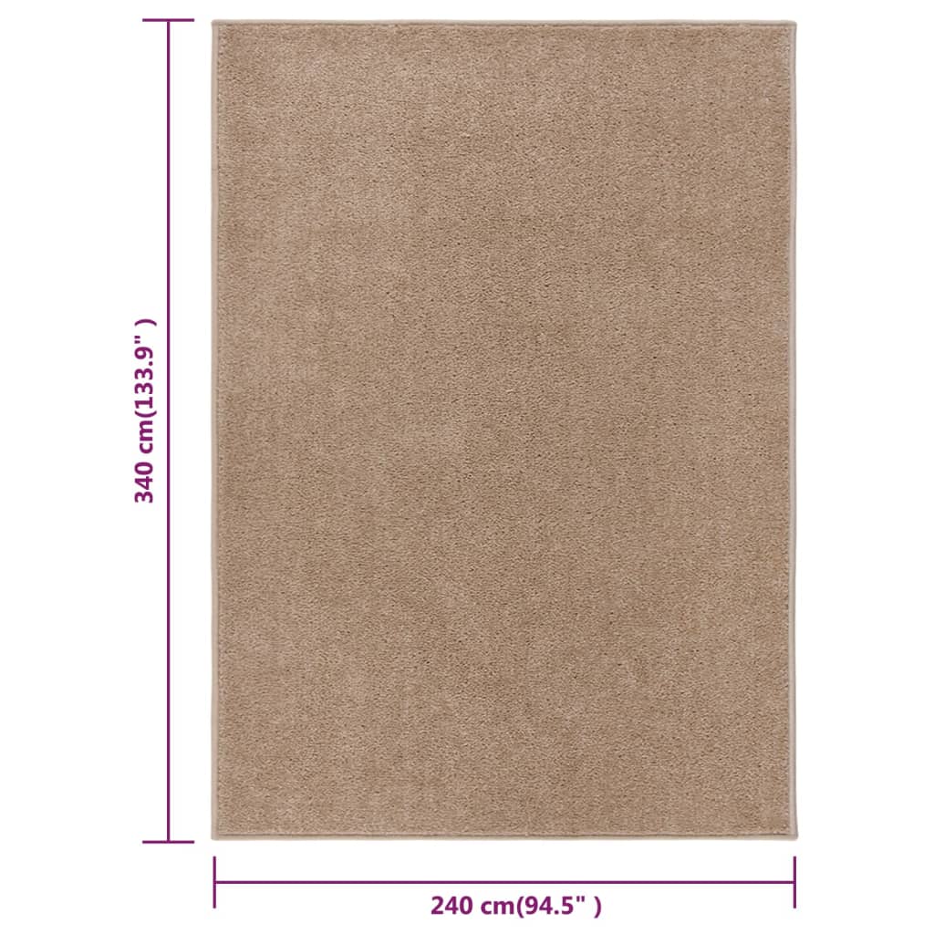 vidaXL barna rövid szálú szőnyeg 240 x 340 cm
