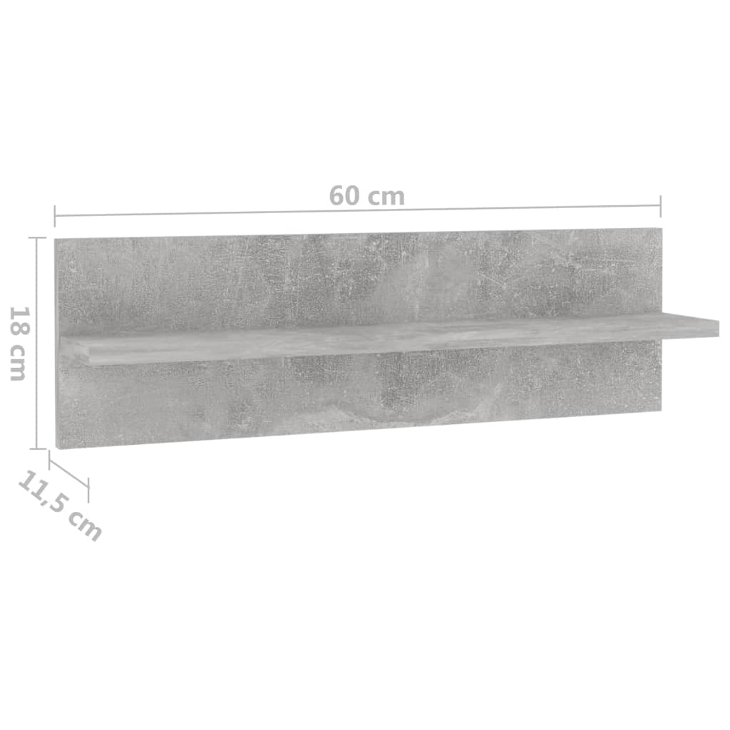 vidaXL 4 db betonszürke forgácslap fali polc 60 x 11,5 x 18 cm