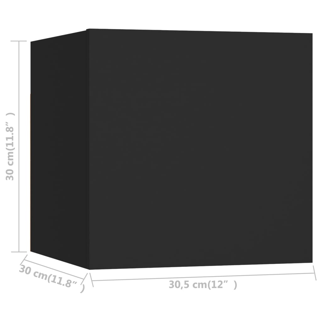 vidaXL 2 db fekete falra szerelhető TV-szekrény 30,5 x 30 x 30 cm