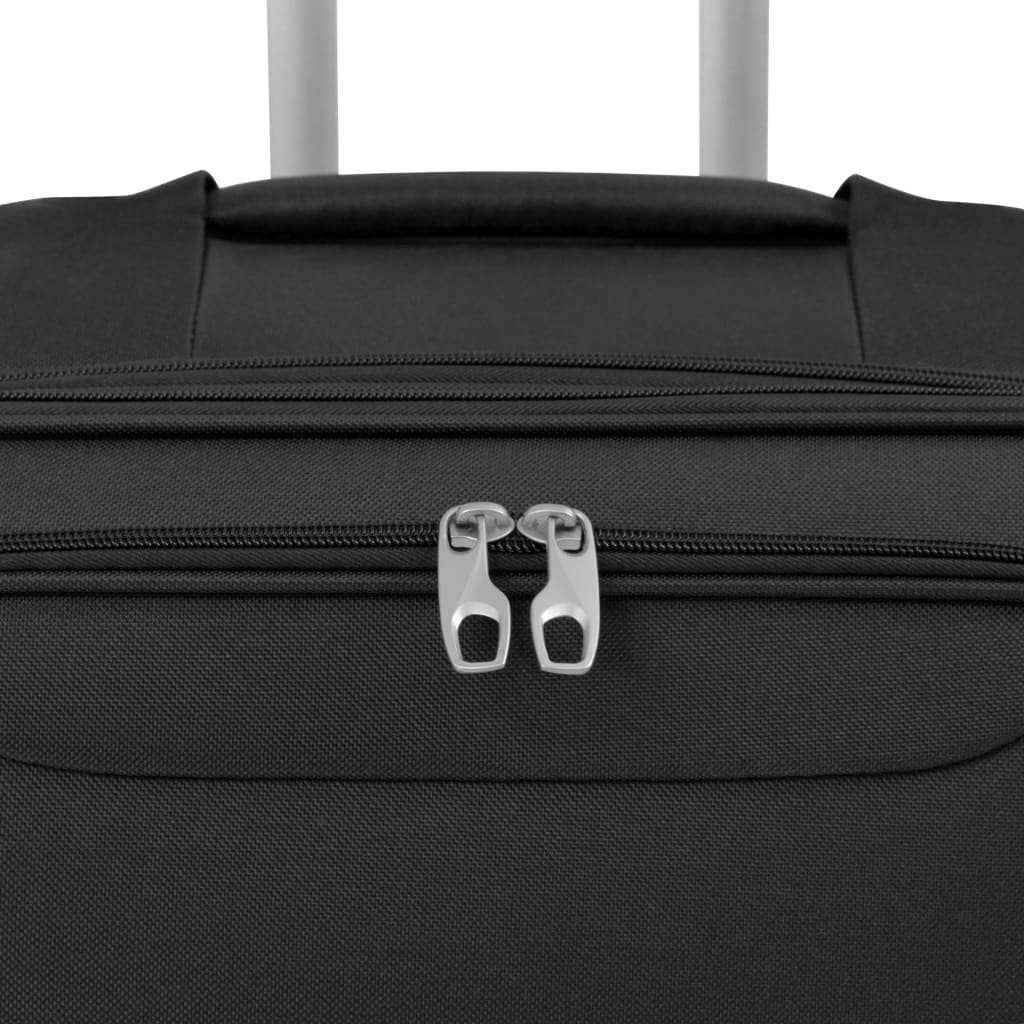 vidaXL 3 darabos, fekete, puha falú görgős bőrönd szett