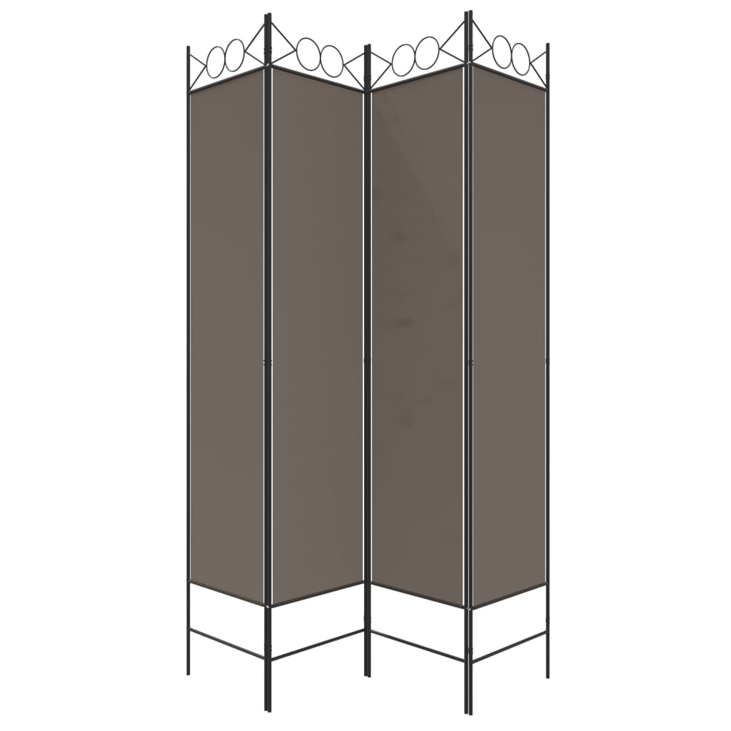 vidaXL 4 paneles antracitszürke szövet térelválasztó 160 x 200 cm