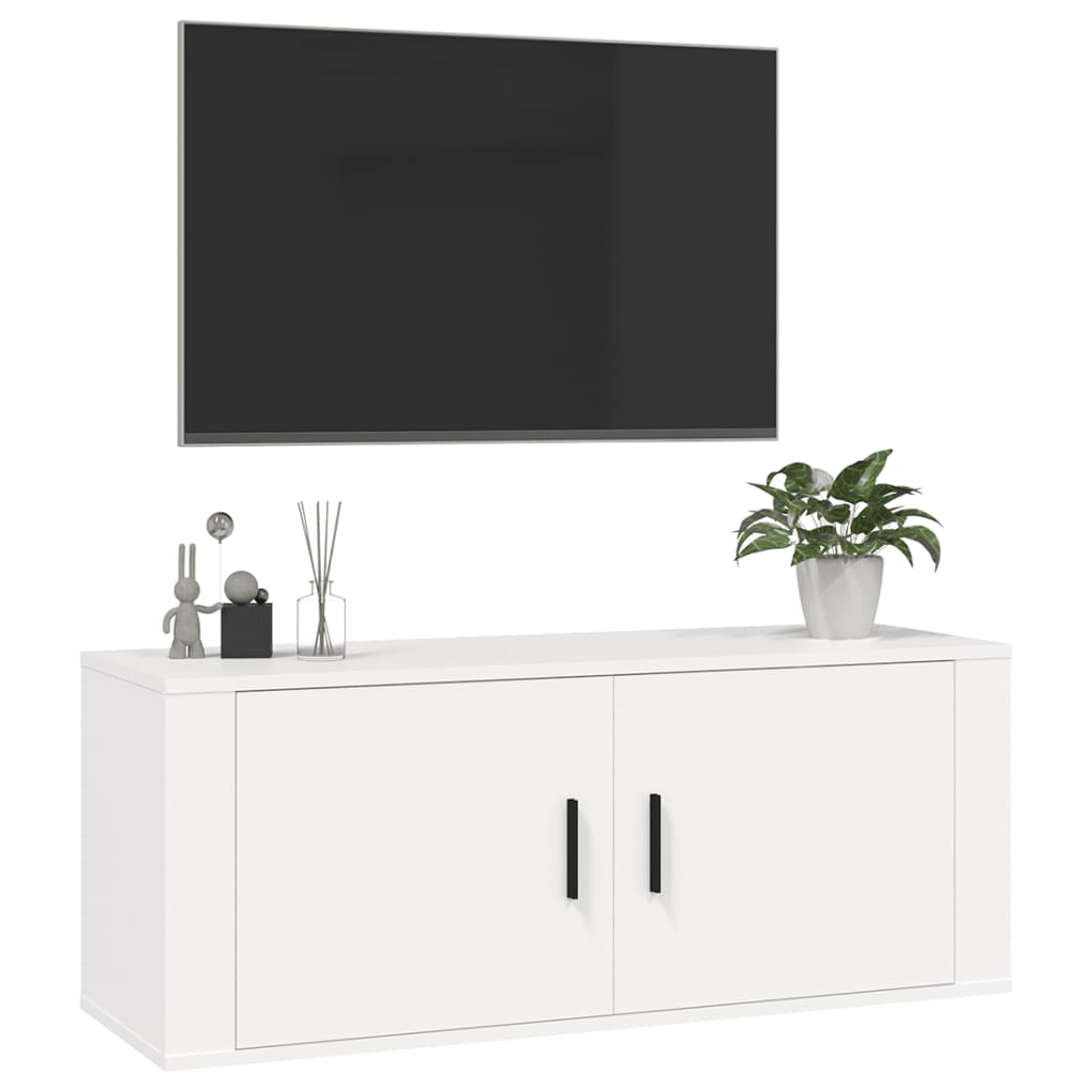 vidaXL magasfényű fehér fali TV-szekrény 100x34,5x40 cm
