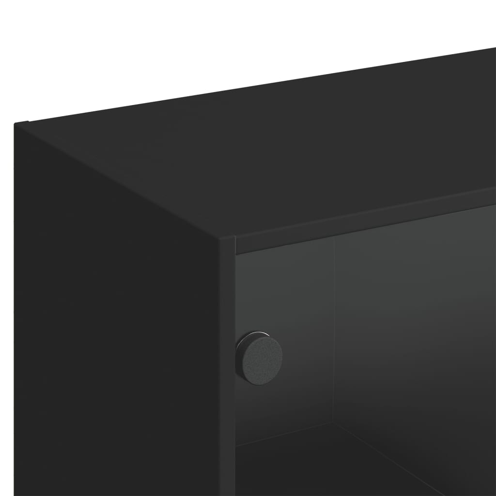vidaXL fekete szerelt fa könyvespolc ajtóval 136 x 37 x 142 cm