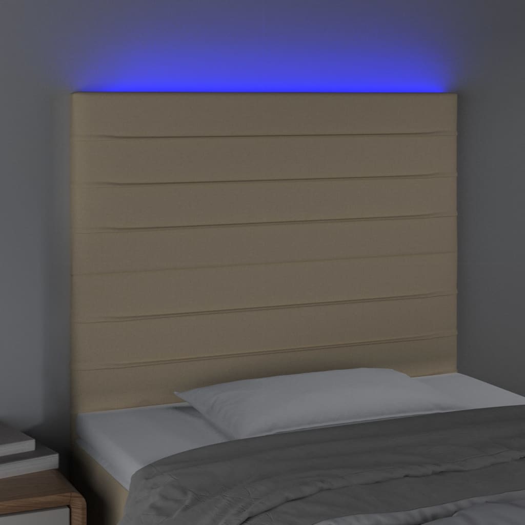 vidaXL krémszínű szövet LED-es fejtámla 80x5x118/128 cm