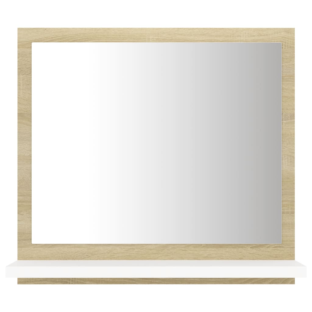 vidaXL fehér és sonoma színű forgácslap fürdőszobai tükör 40x10,5x37cm