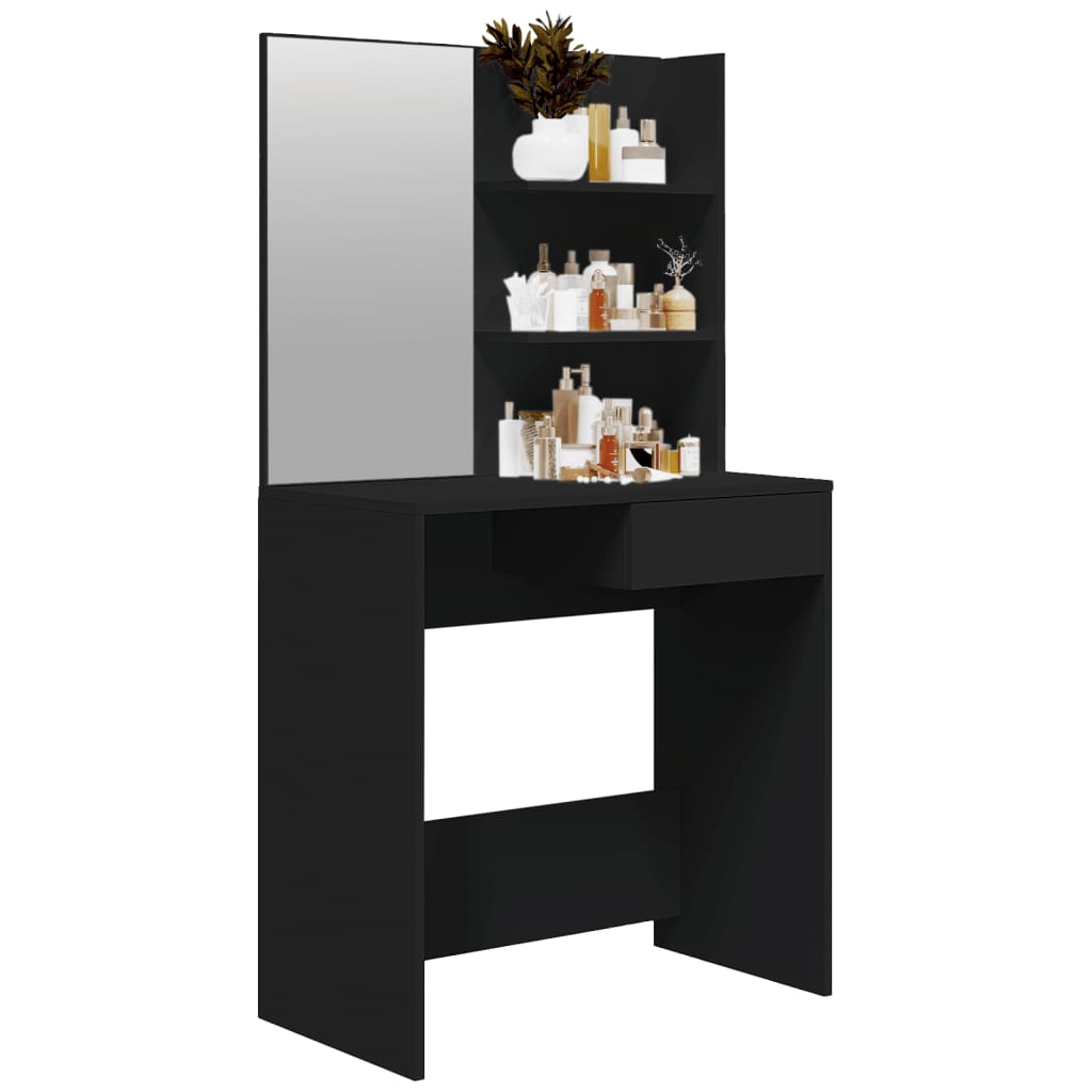 vidaXL fekete fésülködőasztal tükörrel 74,5 x 40 x 141 cm