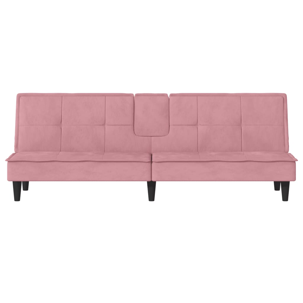 vidaXL rózsaszín bársony kanapéágy pohártartókkal
