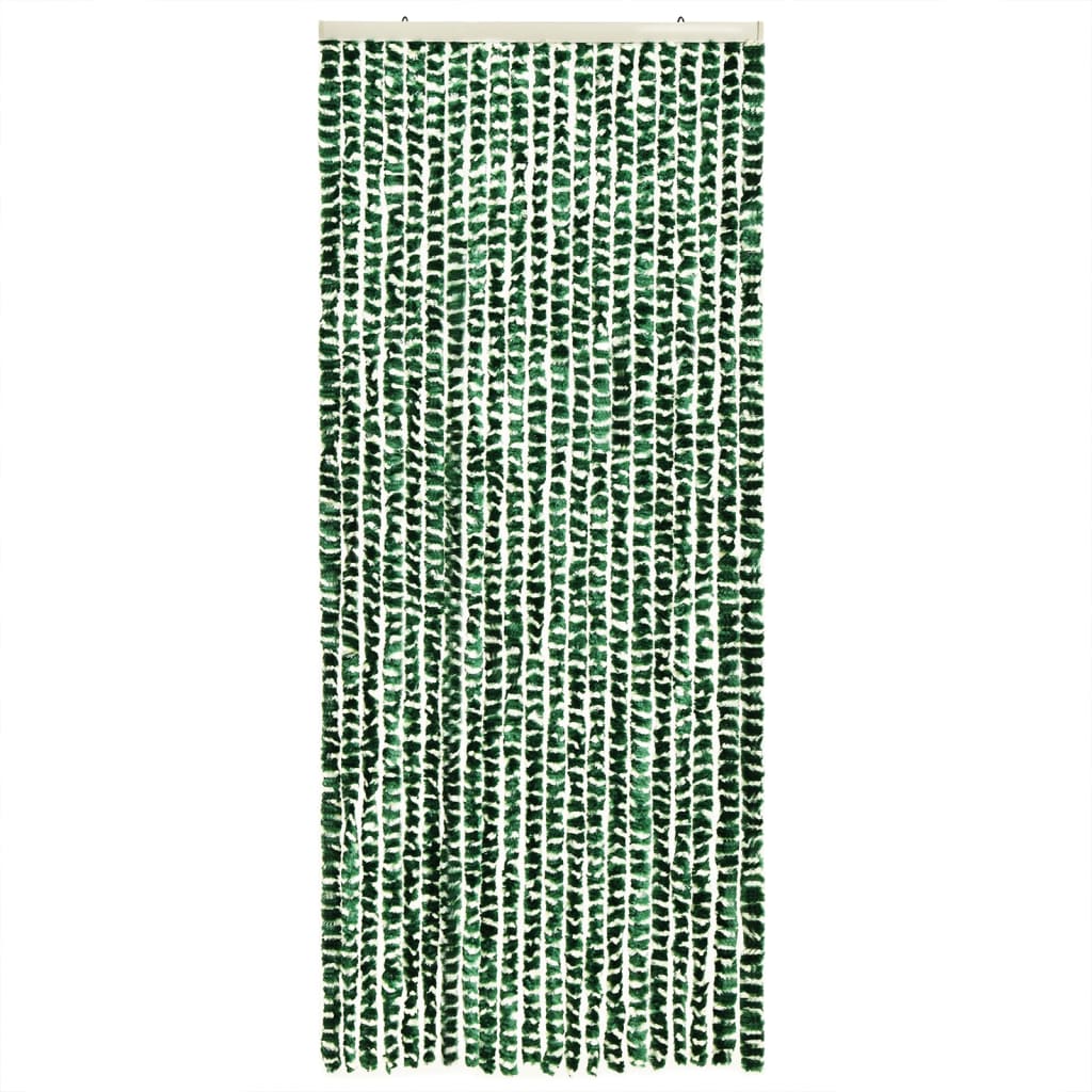 vidaXL zöld és fehér zsenília rovarfüggöny 90 x 200 cm