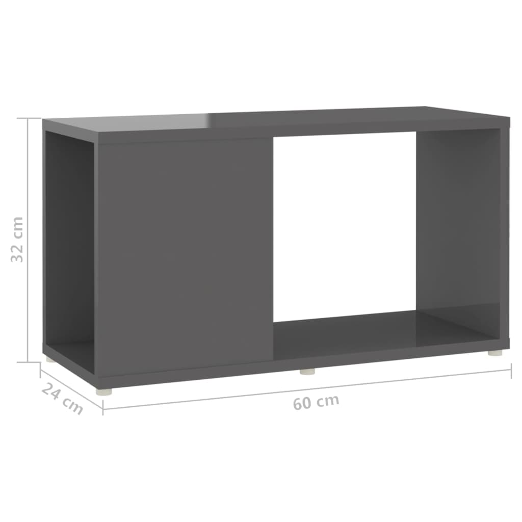 vidaXL magasfényű szürke forgácslap TV-szekrény 60 x 24 x 32 cm