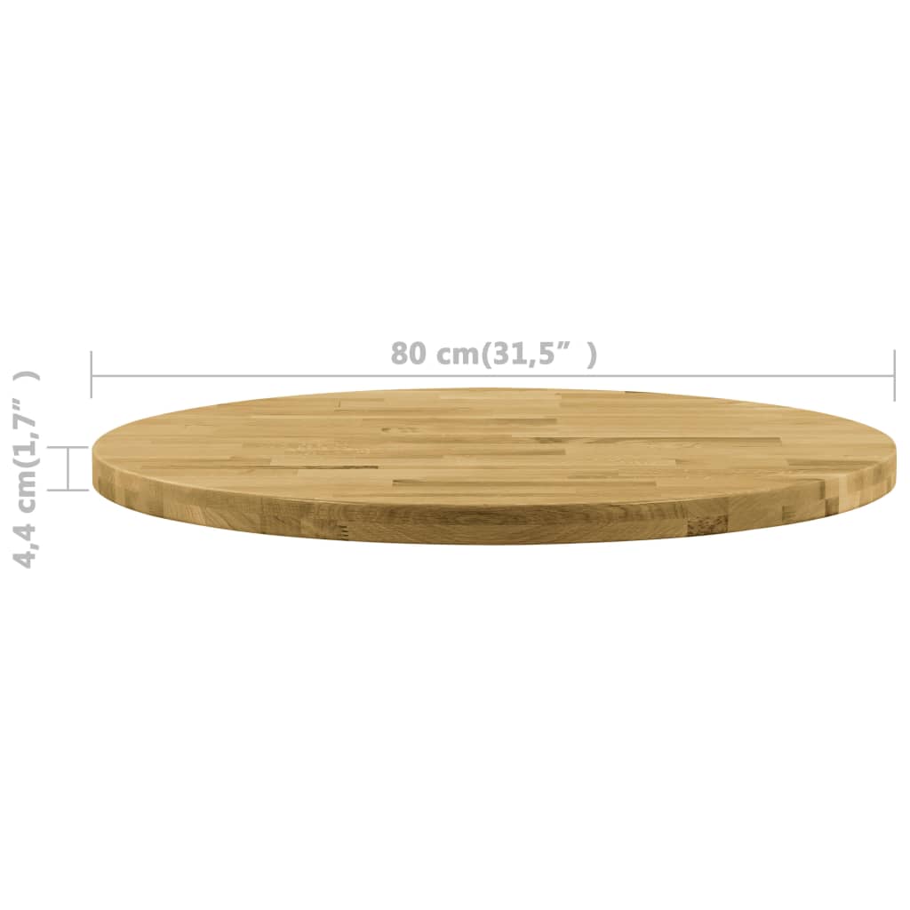 vidaXL kerek tömör tölgyfa asztallap 44 mm 800 mm