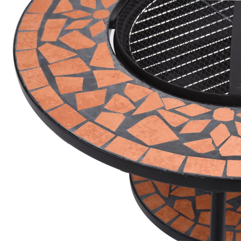 vidaXL terrakotta kerámia mozaik tűztál asztallal 68 cm