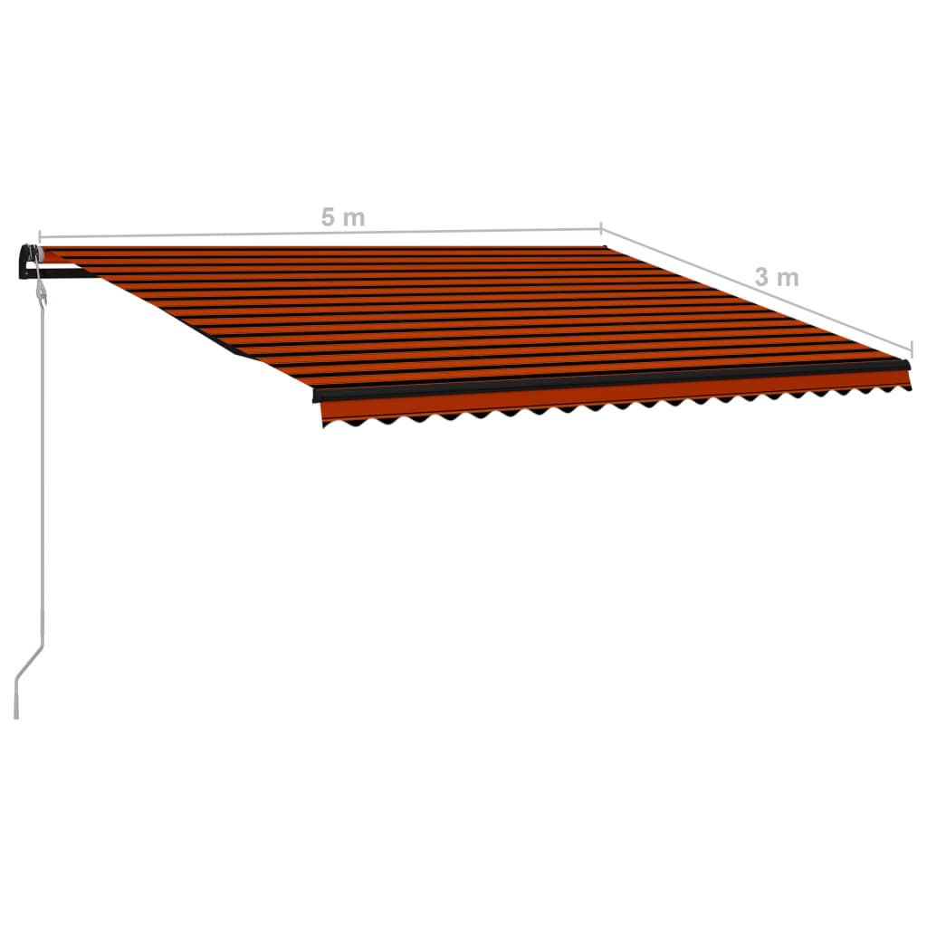 vidaXL narancssárga-barna szélérzékelős és LED-es napellenző 500x300cm