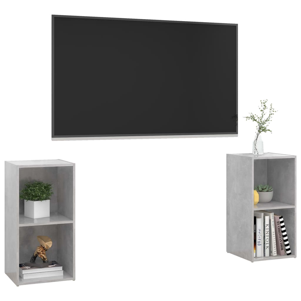 vidaXL 2 db betonszürke forgácslap TV-szekrény 72 x 35 x 36,5 cm