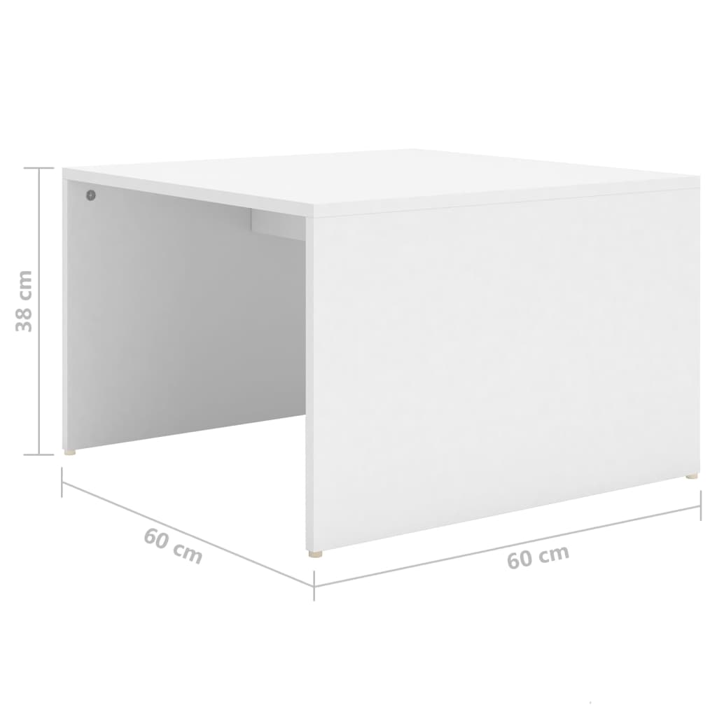 vidaXL 3 részes fehér forgácslap dohányzóasztal szett 60 x 60 x 38 cm