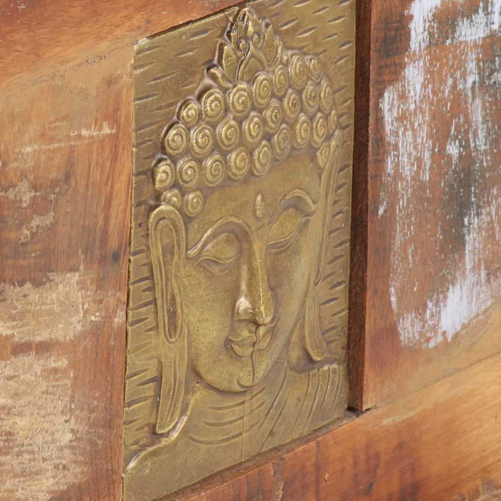 vidaXL újrahasznosított fa tárolóláda Buddha dísszel 90 x 35 x 45 cm