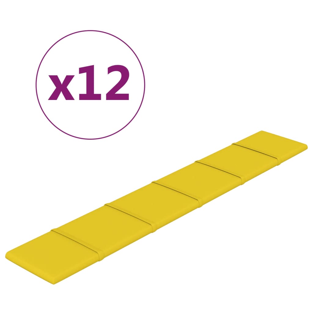 vidaXL 12 db sárga szövet fali panel 90x15 cm 1,62 m²