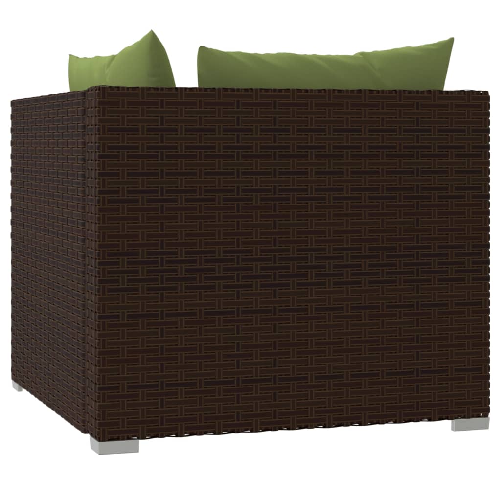 vidaXL kétszemélyes barna polyrattan kanapé párnákkal