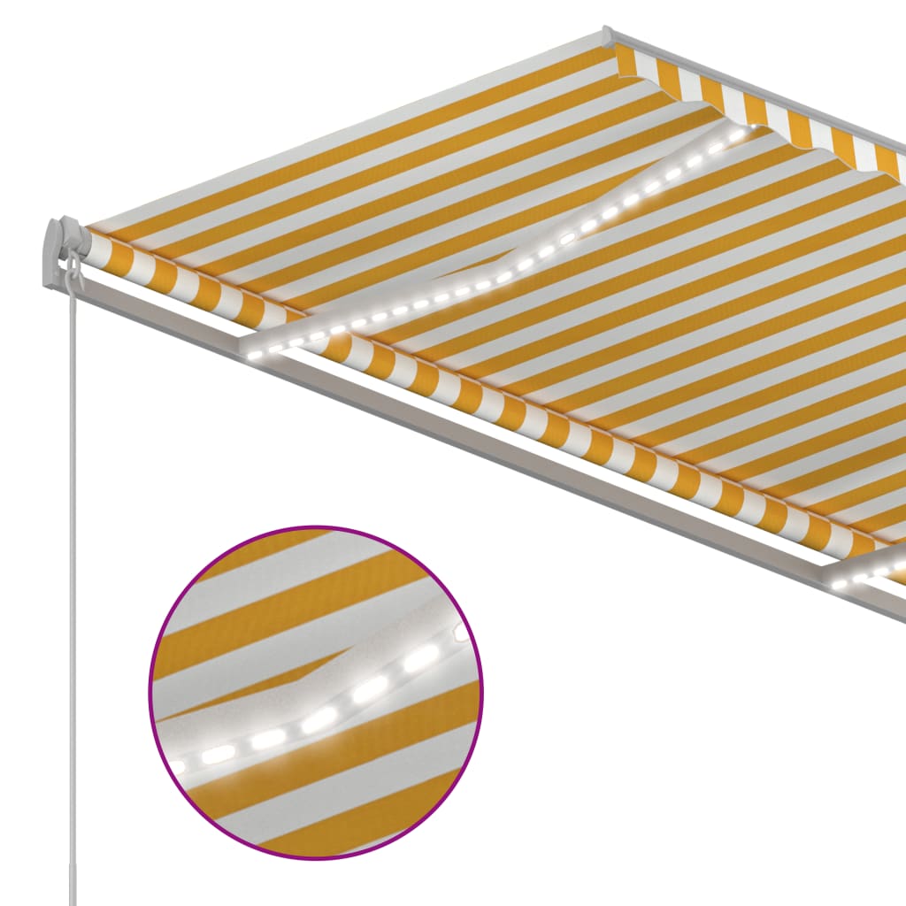 vidaXL sárga-fehér automata szélérzékelős és LED-es napellenző 3x2,5 m