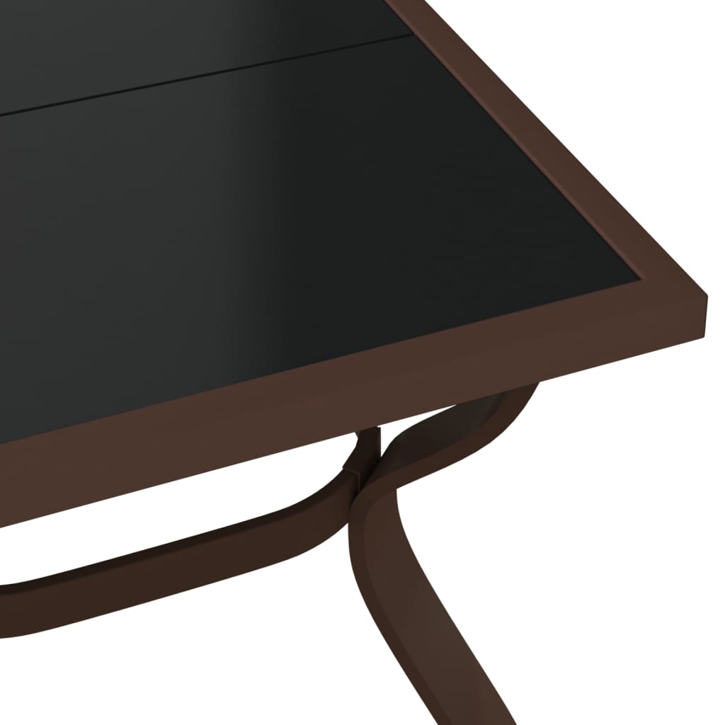 vidaXL barna és fekete acél és üveg kerti asztal 180 x 80 x 70 cm