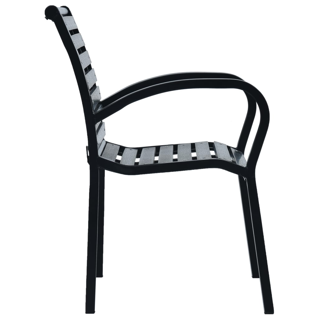 vidaXL 2 darab fekete acél és WPC kerti szék